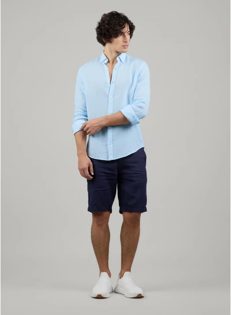 جاست نيتشر قميص منتجعات كتان بقصة كلاسيكية